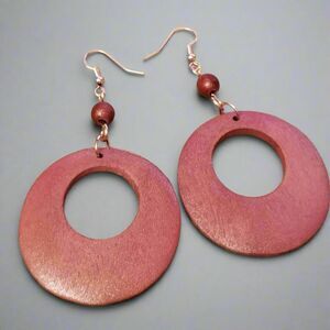 Repurposed Wood Hoop Dangle Earrings – Eco-Friendly Boho Jewelry